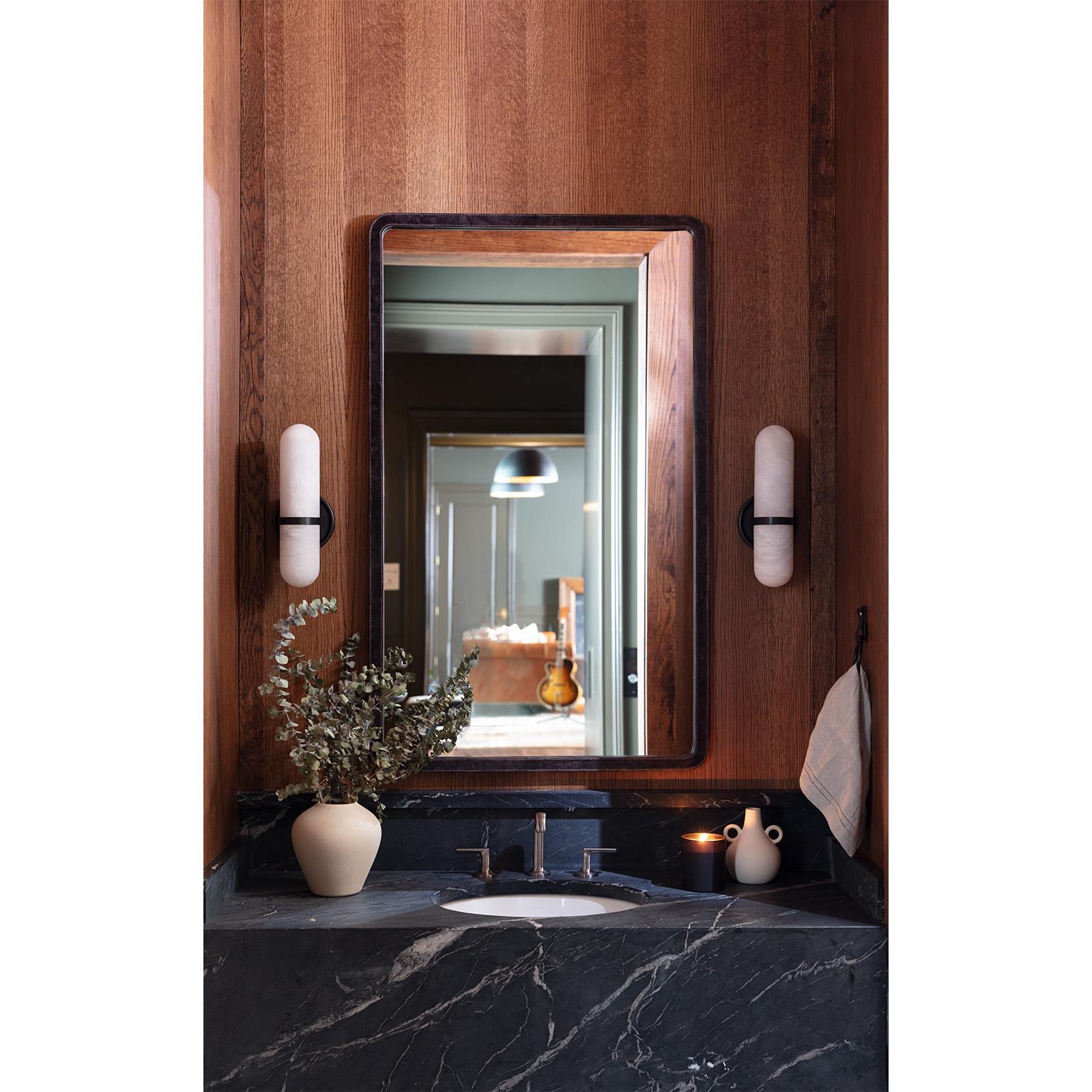 Knox Leather Rectangle Mirror (Black) | Regina Andrew Detroit